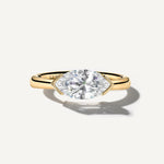 LUMEO The Blair Marquise Bezel Diamond Engagement Ring Front View in 18k Solid Yellow Gold 