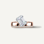 LUMEO The Sloane Emerald Bezel Diamond Engagement Ring Front View in 18k Solid Rose Gold 