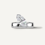 LUMEO The Sloane Marquise Bezel Diamond Engagement Ring Front View in Platinum or 18k Solid White Gold 