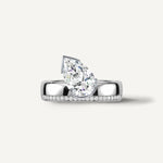 LUMEO The Sloane Pear Bezel Diamond Engagement Ring Front View in Platinum or 18k Solid White Gold 