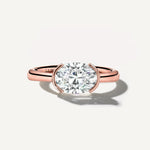 LUMEO The Blair Oval Bezel Diamond Engagement Ring Front View in 18k Solid Rose Gold 