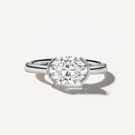 LUMEO The Blair Oval Bezel Diamond Engagement Ring Front View in Platinum or 18k Solid White Gold 