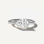 LUMEO The Blair Pear Bezel Diamond Engagement Ring Front View in Platinum or 18k Solid White Gold 