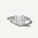 LUMEO The Blair Radiant Bezel Diamond Engagement Ring Front View in Platinum or 18k Solid White Gold 