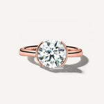 LUMEO The Blair Round Bezel Diamond Engagement Ring Front View in 18k Solid Rose Gold 