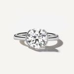 LUMEO The Blair Round Bezel Diamond Engagement Ring Front View in Platinum or 18k Solid White Gold 