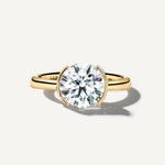 LUMEO The Blair Round Bezel Diamond Engagement Ring Front View in 18k Solid Yellow Gold 