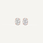 LUMEO Oval Cut Ear Studs Front View in 18k Solid Rose Gold 