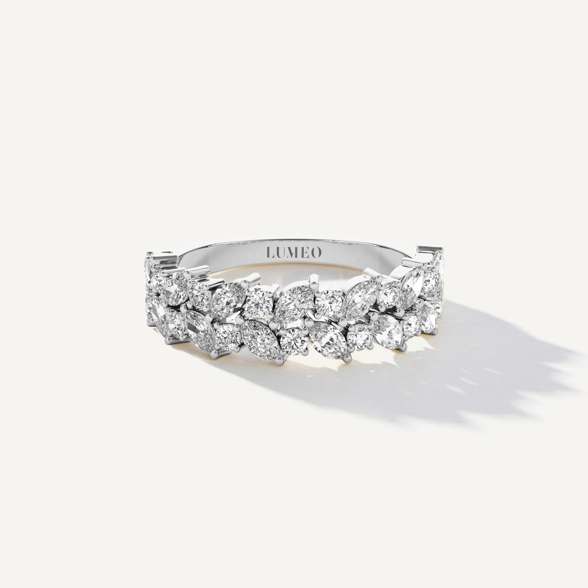 LUMEO Priscilla Double Diamond Ring in Platinum or White Gold 