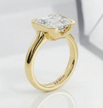 LUMEO The Blair Emerald Bezel Diamond Engagement Ring Side View in 18k Solid Yellow Gold 