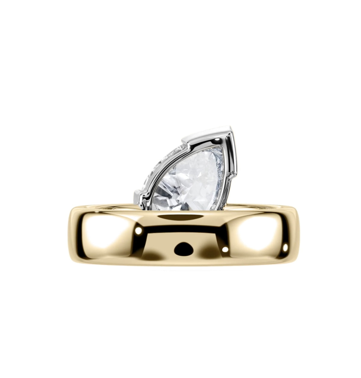 LUMEO The Sloane Pear Bezel Diamond Engagement Ring Back View in 18k Solid Yellow Gold