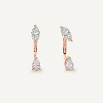 LUMEO Amelia Marquise & Pear Toi et Moi Earrings front view in 18k Solid Rose Gold 