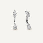 LUMEO Amelia Marquise & Pear Toi et Moi Earrings front view in Platinum or 18k Solid White Gold 