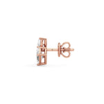 LUMEO Evelyn Pear & Emerald Toi et Moi Earrings Side view in 18k Solid Rose Gold 