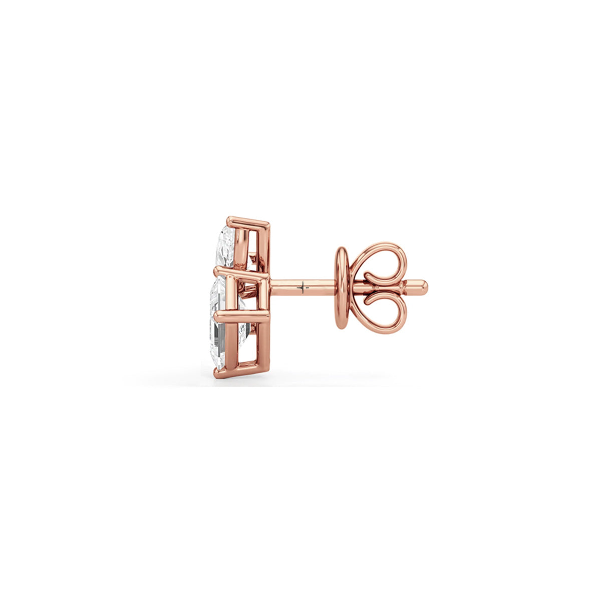 LUMEO Evelyn Pear & Emerald Toi et Moi Earrings Side view in 18k Solid Rose Gold 