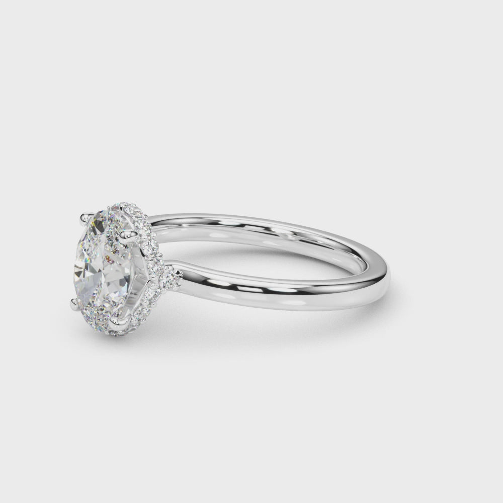 LUMEO Oval Hidden Halo Diamond Engagement Ring Video