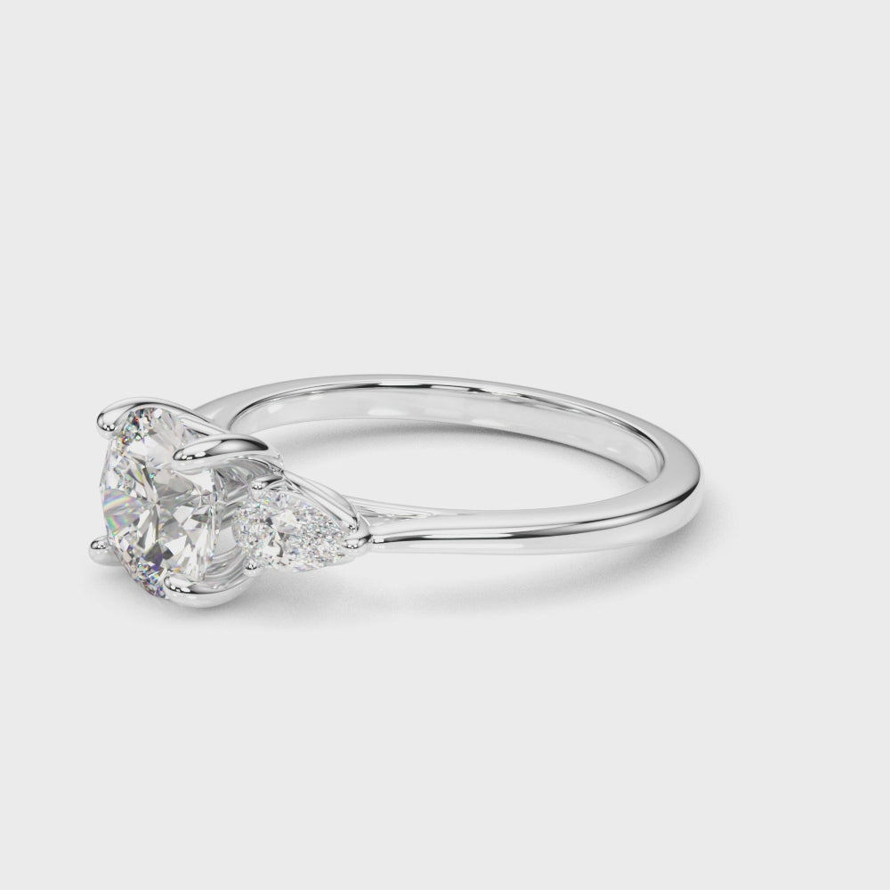 LUMEO Round Three Stone Diamond Engagement Ring Video