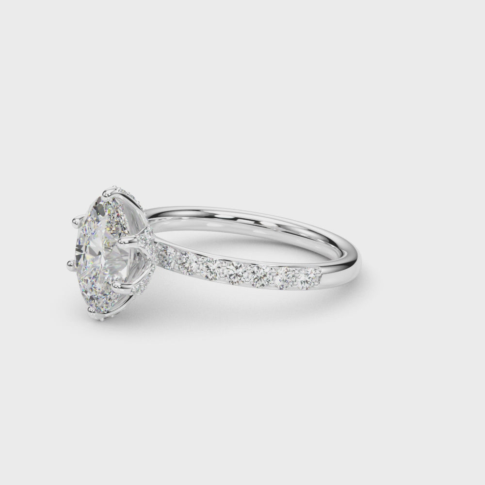 LUMEO Oval Hidden Halo Diamond Engagement Ring Video