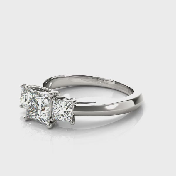 LUMEO Princess Three Stone Diamond Engagement Ring Video