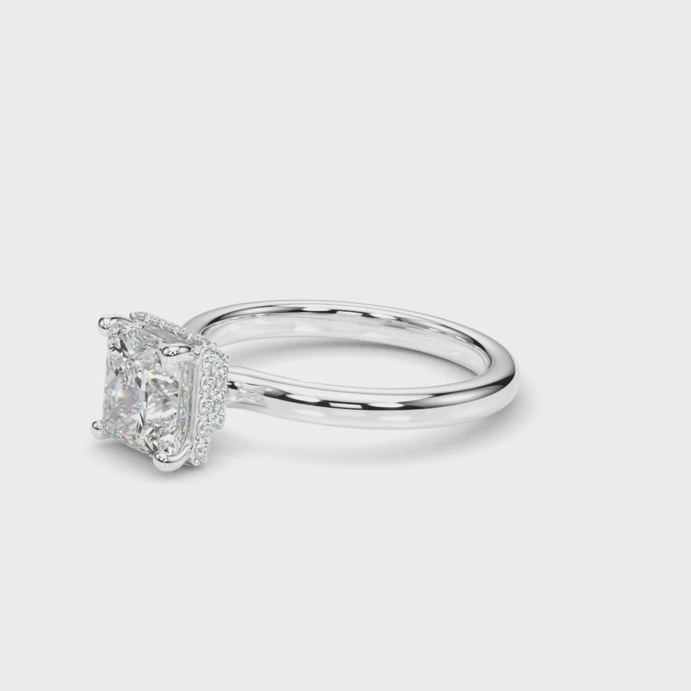LUMEO Princess Hidden Halo Diamond Engagement Ring Video