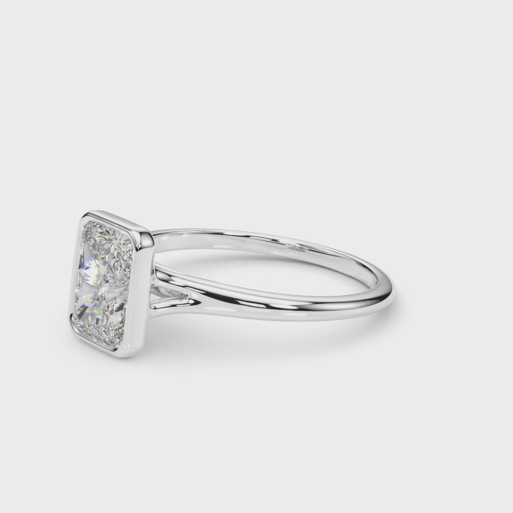 LUMEO Emerald Bezel Diamond Engagement Ring Video