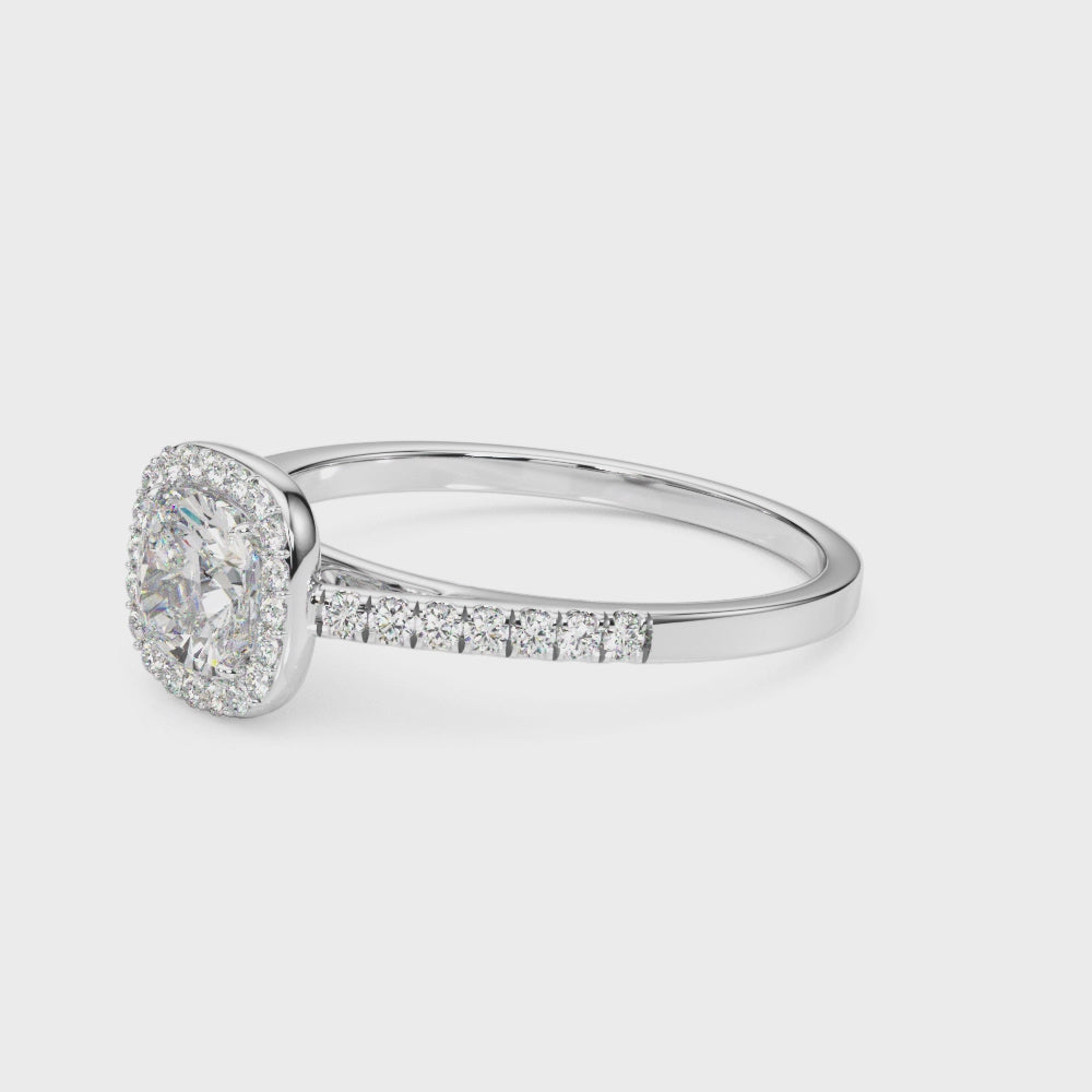 LUMEO Cushion Halo Diamond Engagement Ring Video