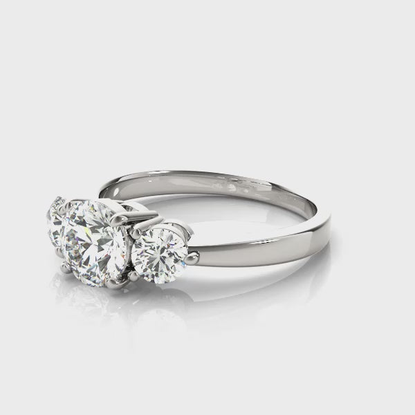 LUMEO Round Three Stone Diamond Engagement Ring Video