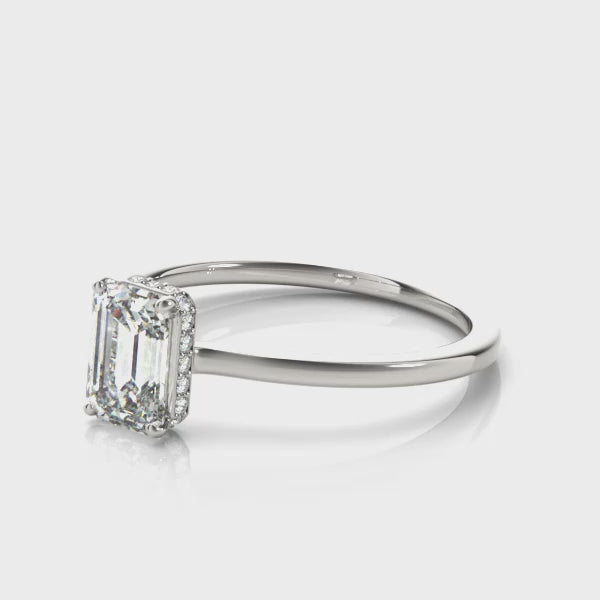 LUMEO Emerald Hidden Halo Diamond Engagement Ring Video
