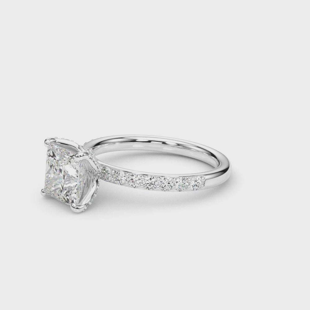 LUMEO Princess Hidden Halo Diamond Engagement Ring Video