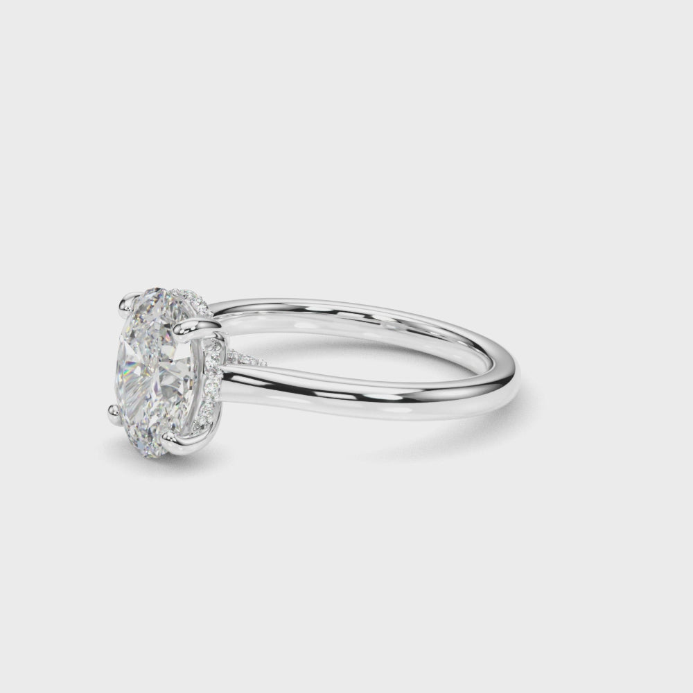 LUMEO Oval Hidden Halo Diamond Engagement Ring Video