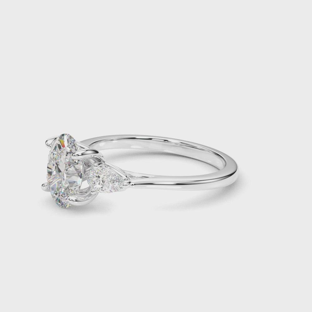 LUMEO Oval Three Stone Diamond Engagement Ring Video