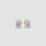 LUMEO Radiant Cut Ear Studs Video in 18k Solid Yellow Gold 