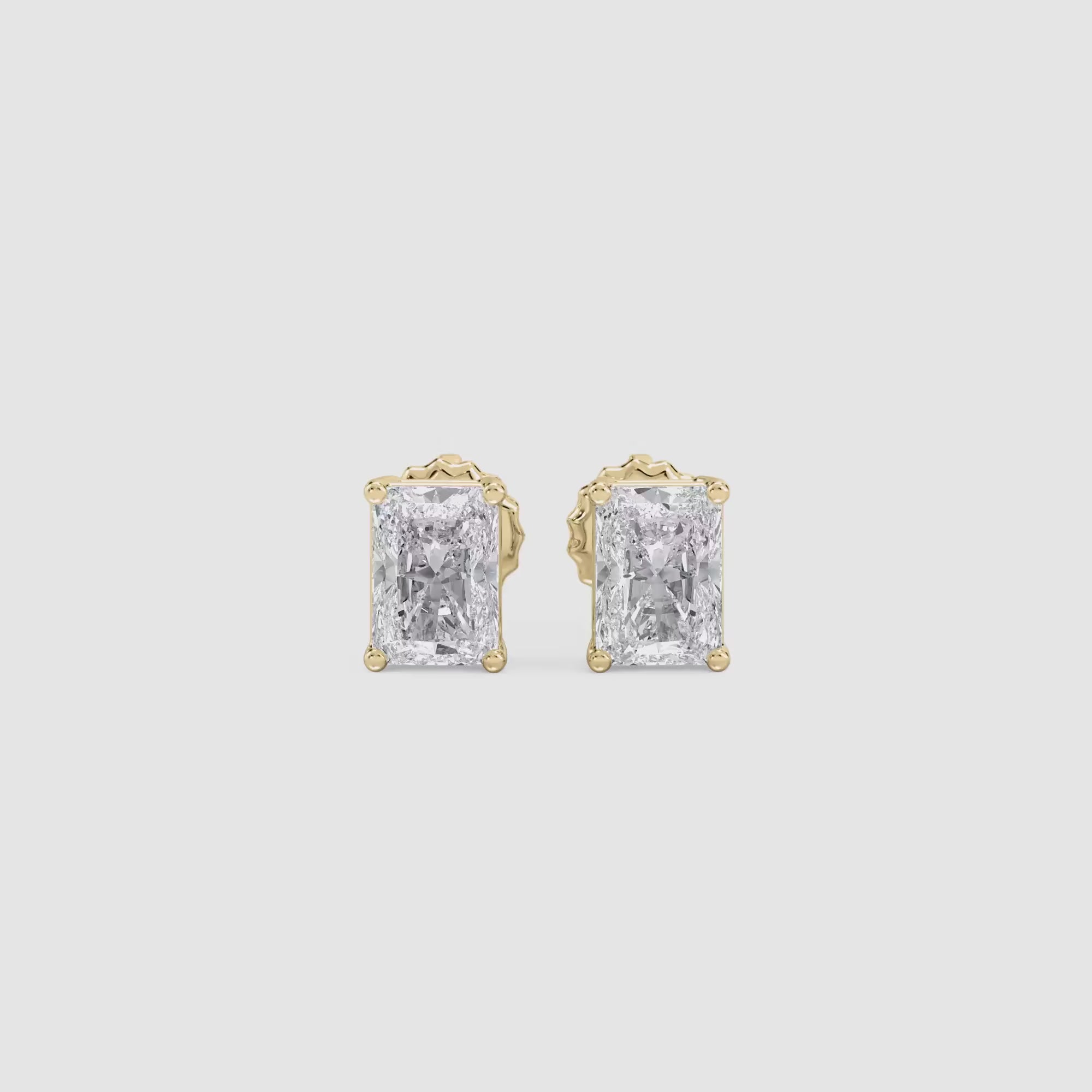 LUMEO Radiant Cut Ear Studs Video in 18k Solid Yellow Gold #Radiant