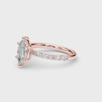 LUMEO Marquise Classic Solitaire Diamond Engagement Ring with Diamond Band Video in 18k Solid Rose Gold 