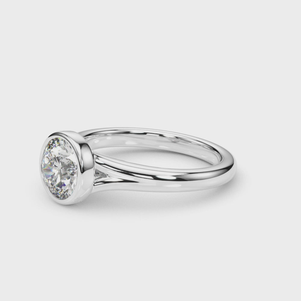 LUMEO Round Bezel Diamond Engagement Ring Video