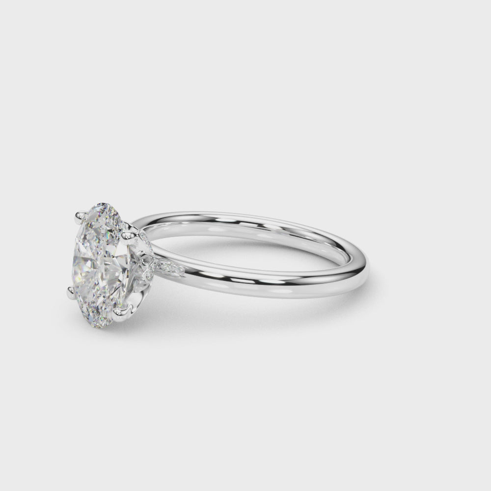 LUMEO Oval Hidden Halo Diamond Engagement Ring Video