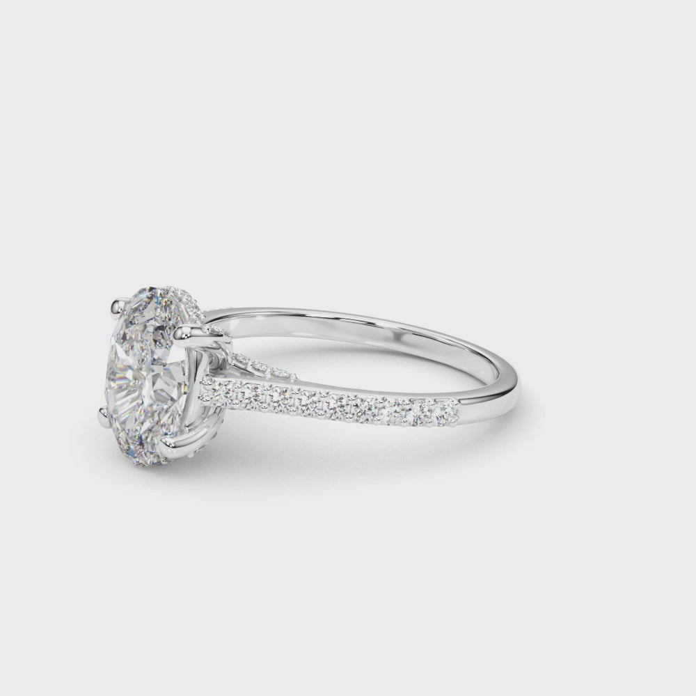 LUMEO Oval Hidden Halo Diamond Engagement Ring Video