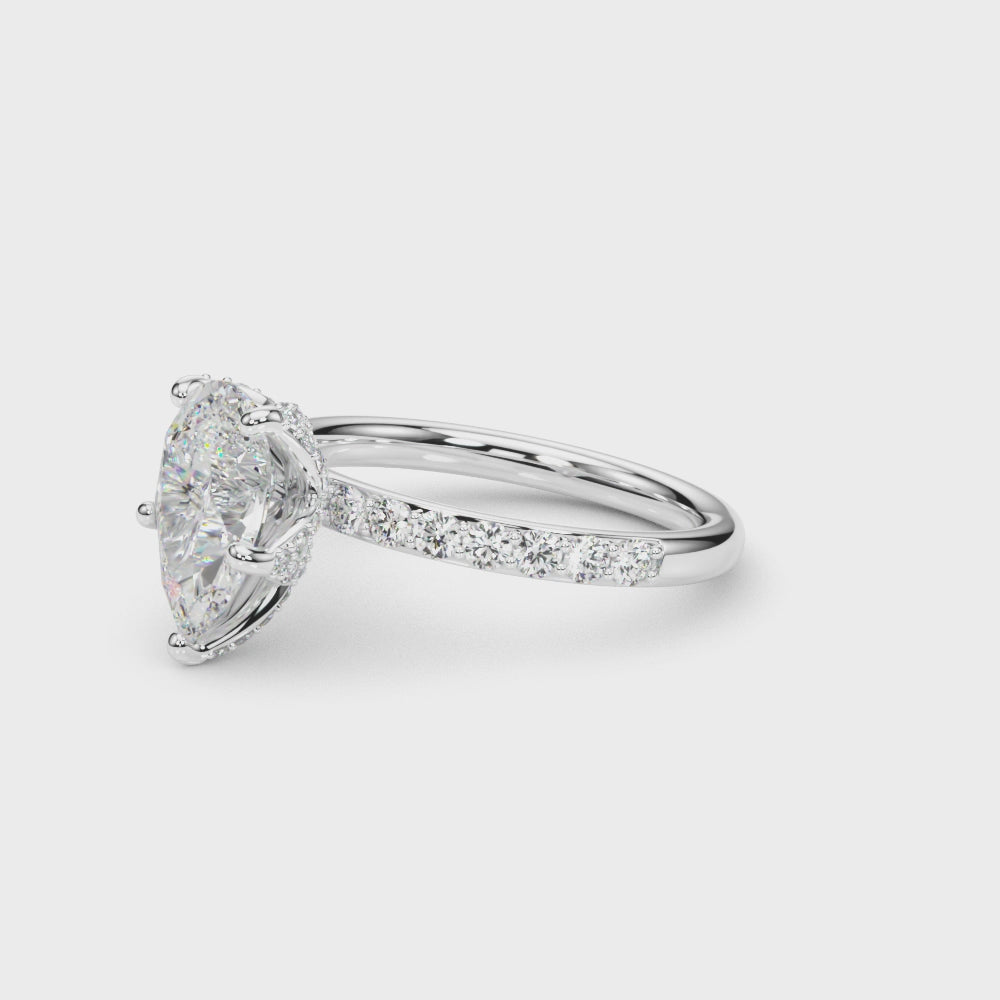LUMEO Pear Hidden Halo Diamond Engagement Ring Video