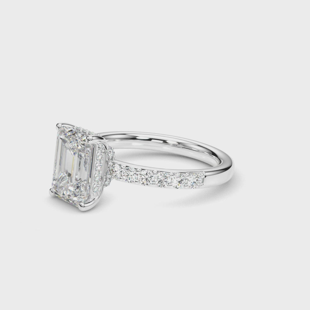 LUMEO Emerald Hidden Halo Diamond Engagement Ring Video