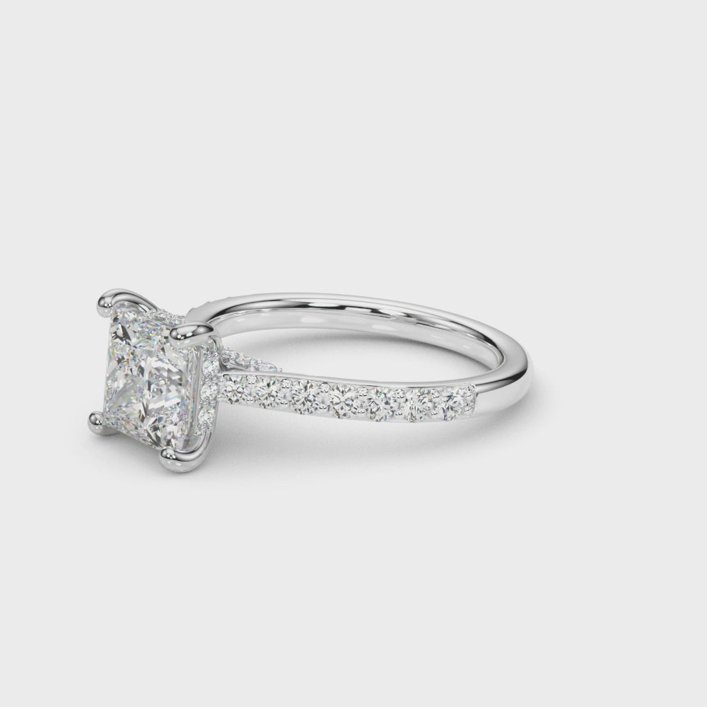 LUMEO Princess Hidden Halo Diamond Engagement Ring Video