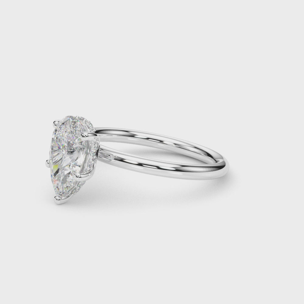 LUMEO Pear Hidden Halo Diamond Engagement Ring Video