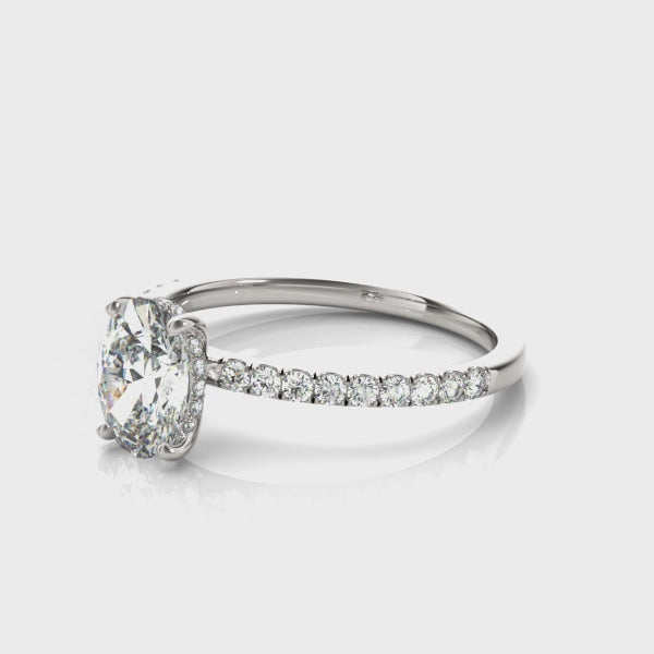LUMEO Oval Hidden Halo Diamond Engagement Ring Video