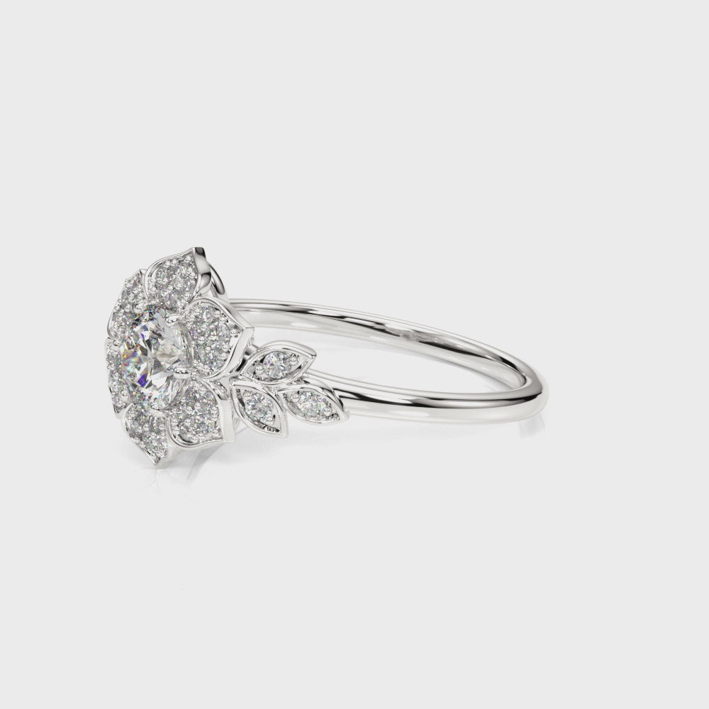 LUMEO Round Halo Diamond Engagement Ring Video