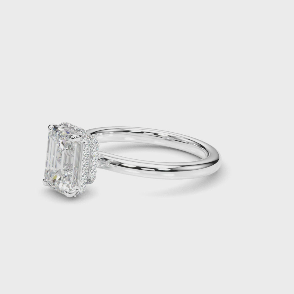 LUMEO Emerald Hidden Halo Engagement Ring