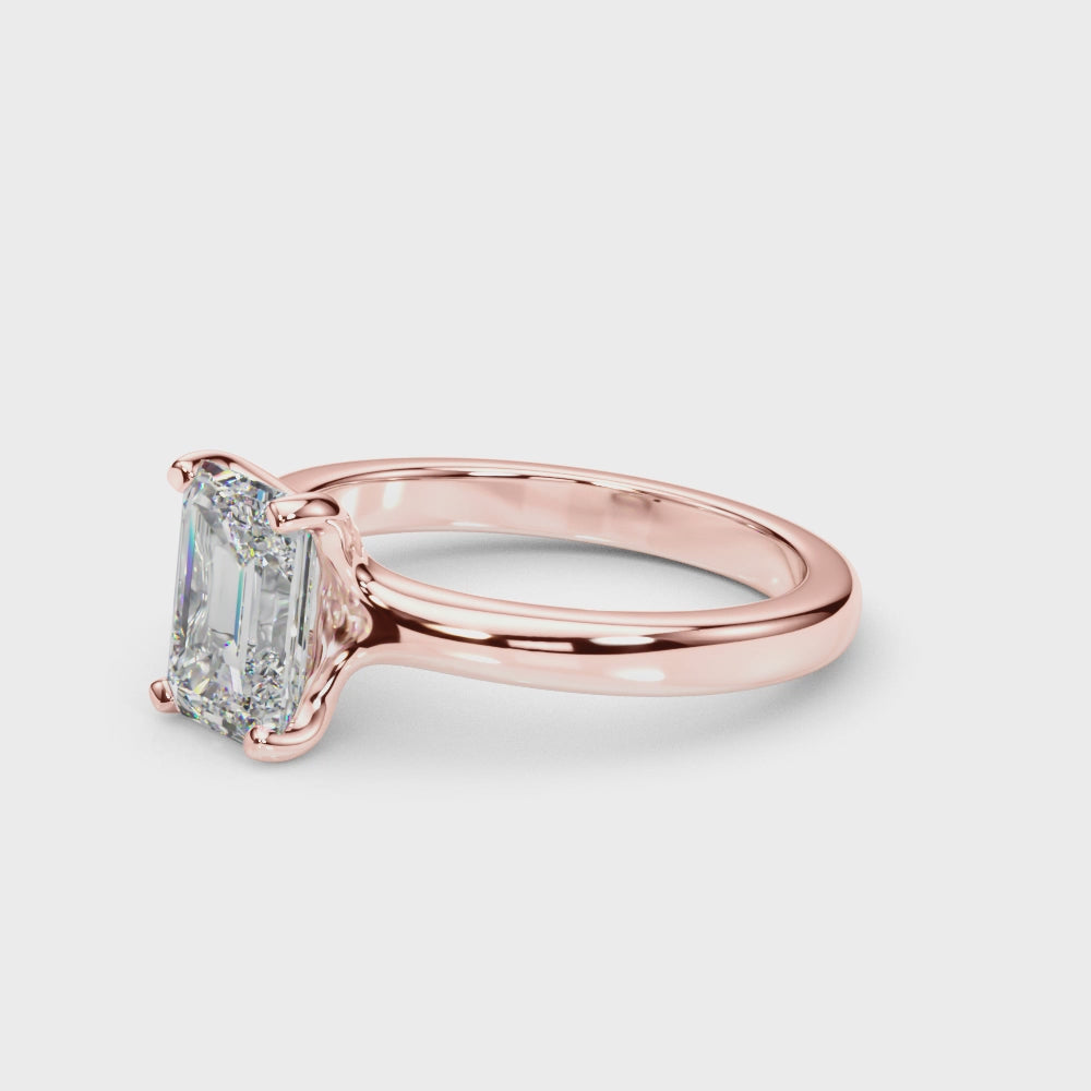 LUMEO Emerald Solitaire Engagement Ring 