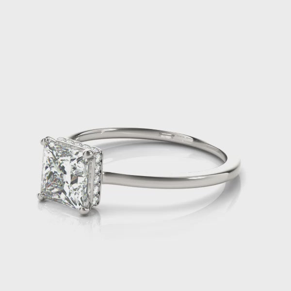 LUMEO Princess Hidden Halo Diamond Engagement Ring Video