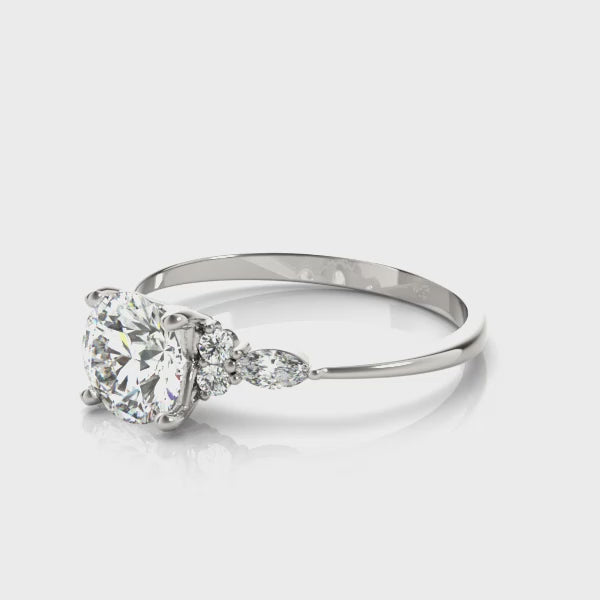 LUMEO Round Three Stone Diamond Engagement Ring Video