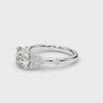 LUMEO Round Cluster Diamond Engagement Ring 360 Video in Platinum or 18k Solid White Gold 