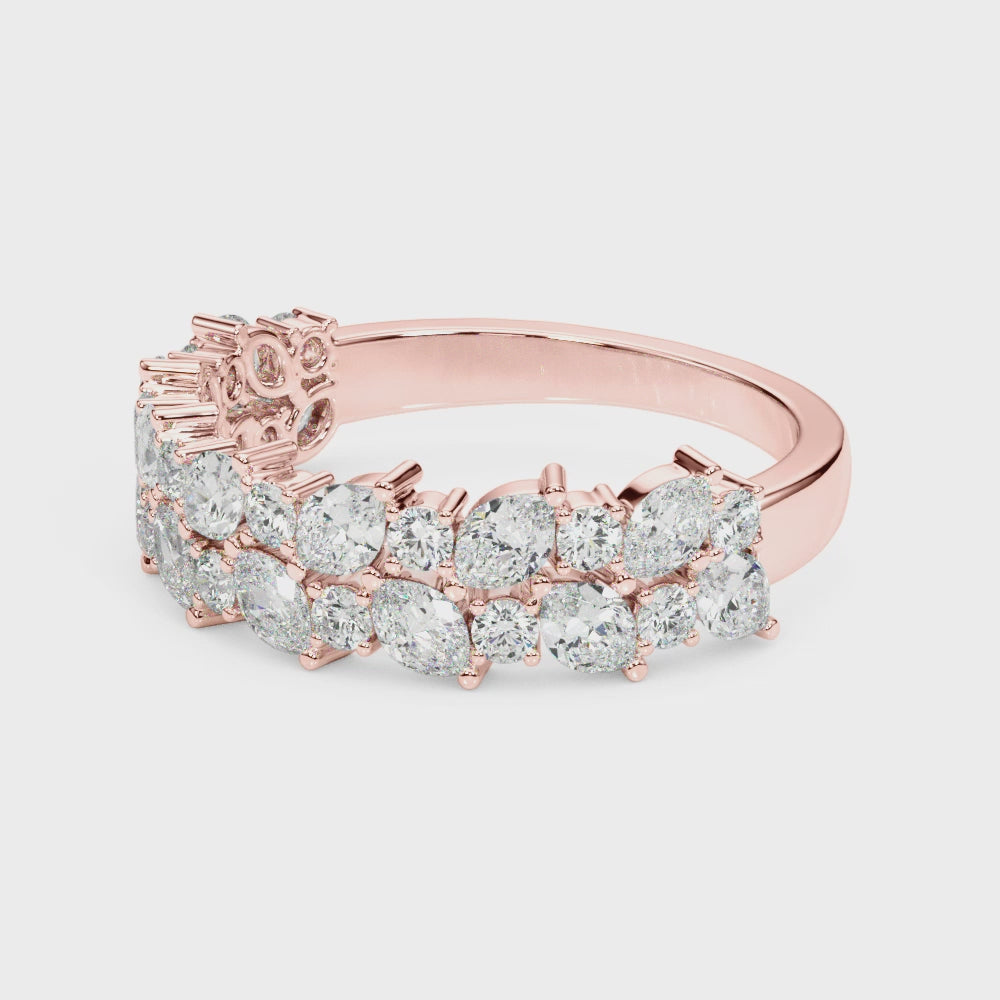 LUMEO Priscilla Double Diamond Ring 360  video in 18k Solid Rose Gold #18k-solid-rose-gold