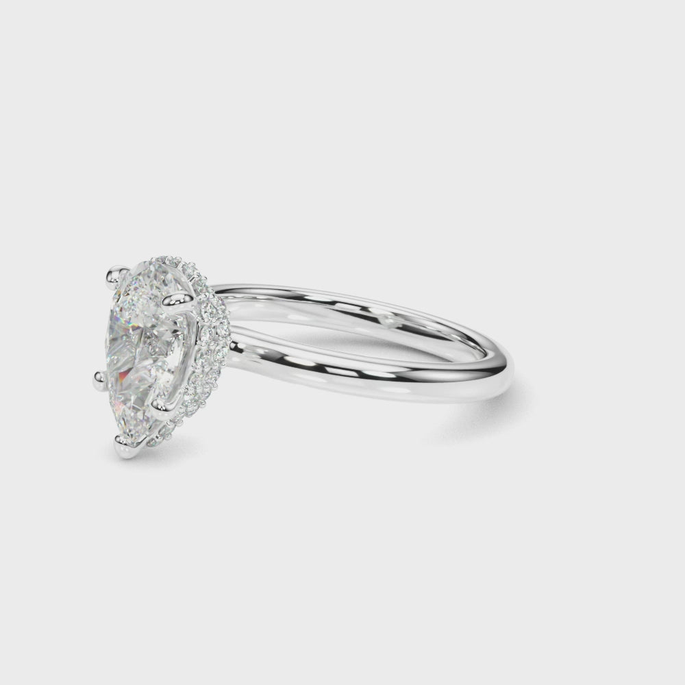 LUMEO Pear Hidden Halo Diamond Engagement Ring Video